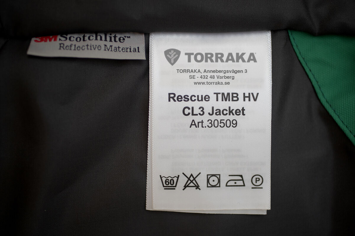 Tvättråd på Torrakas Rescue TMB HV CL3-jacka